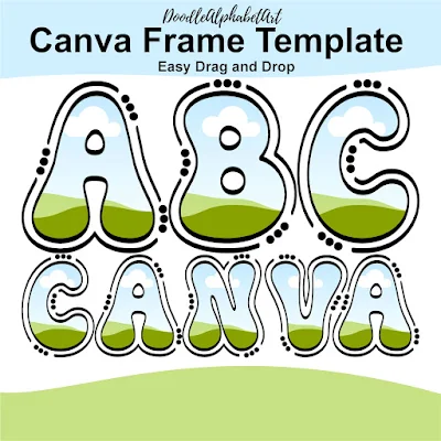 Editable groovy Canva frame preview for Canva Frame Letters template 216