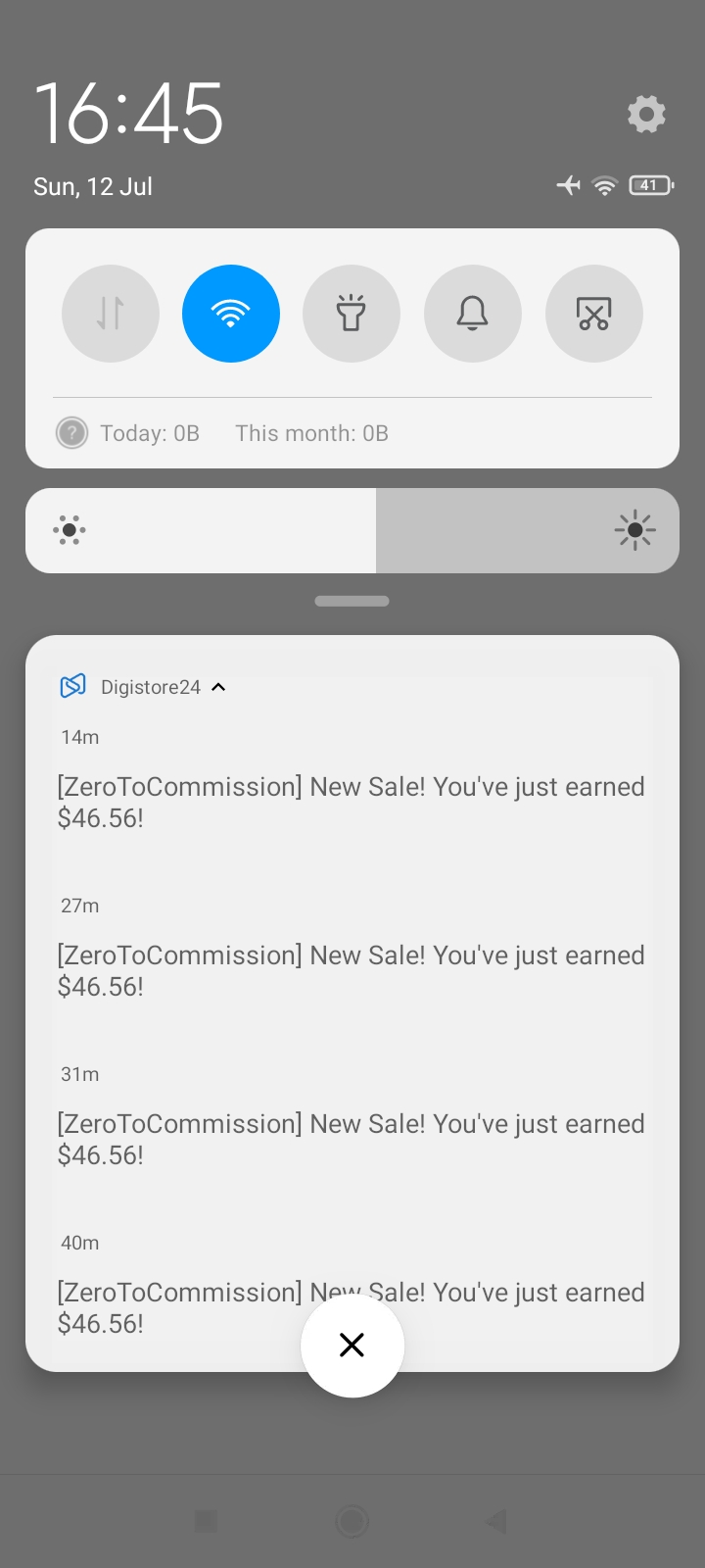 Affiliate commission dashboard screenshot