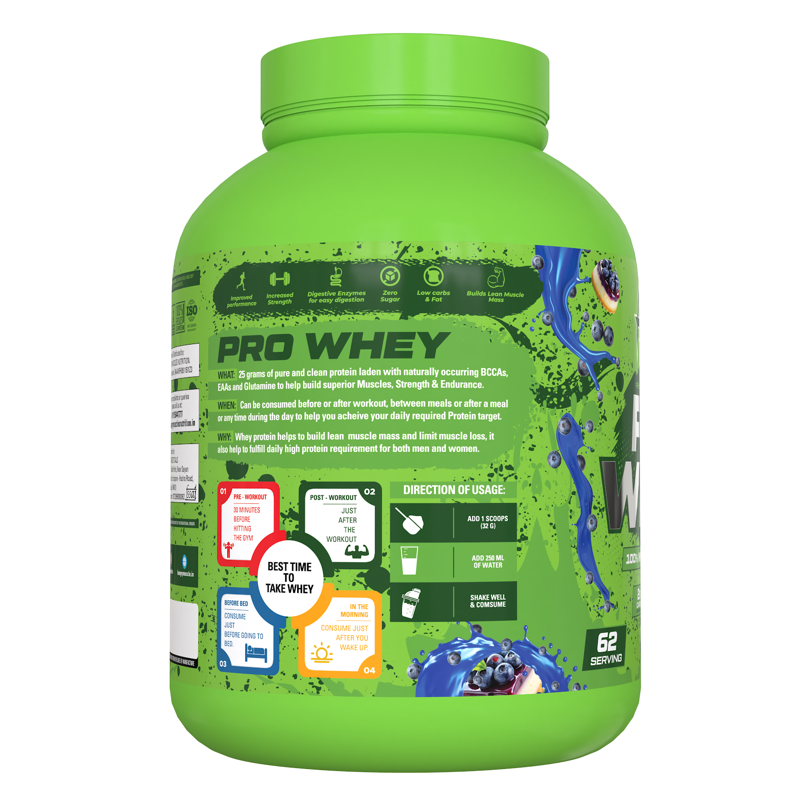 Hungry Muscles Pro Whey — Blueberry Cheese Cake, 1 KG