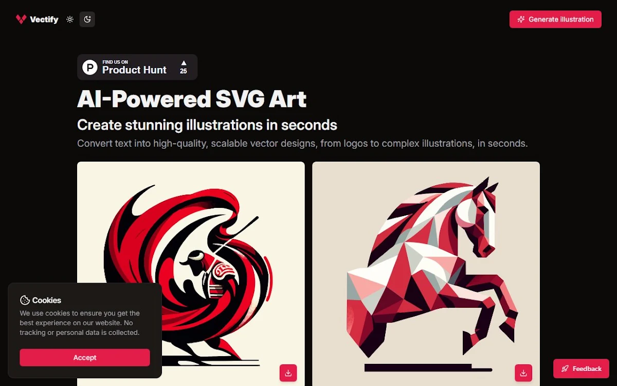 Captura de Vectify- AI-Powered SVG Art