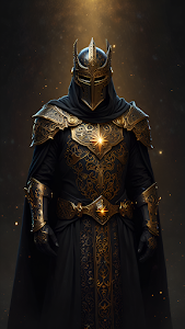 Dark Knight in Ornate Gold and Black Armor