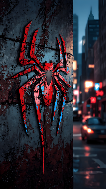 Grungy Spider Emblem City Street Art Marvel - Free mobile Wallpaper