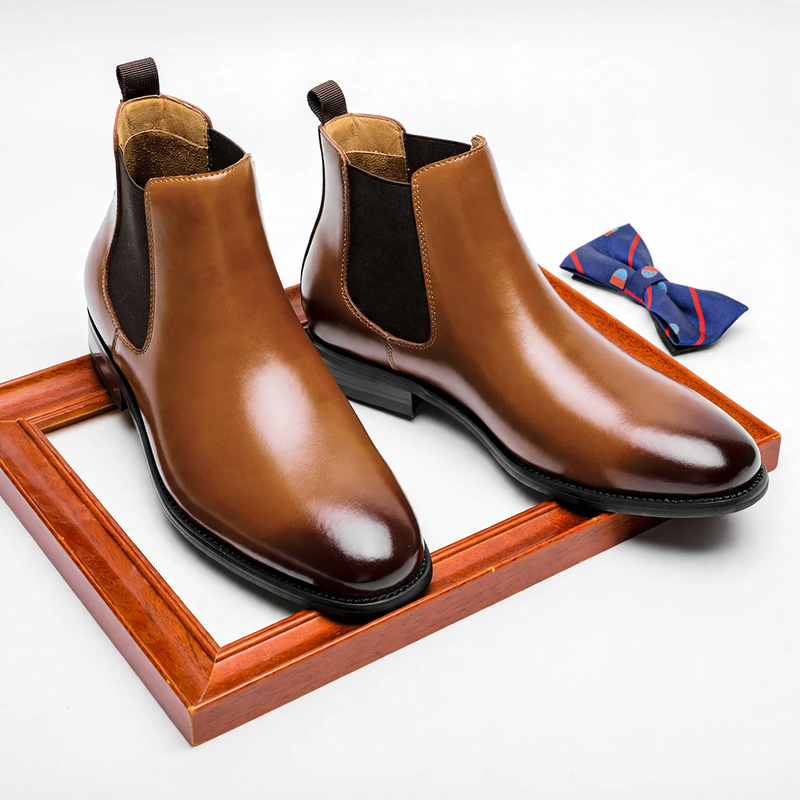 Men's leather Chelsea boots, classic round