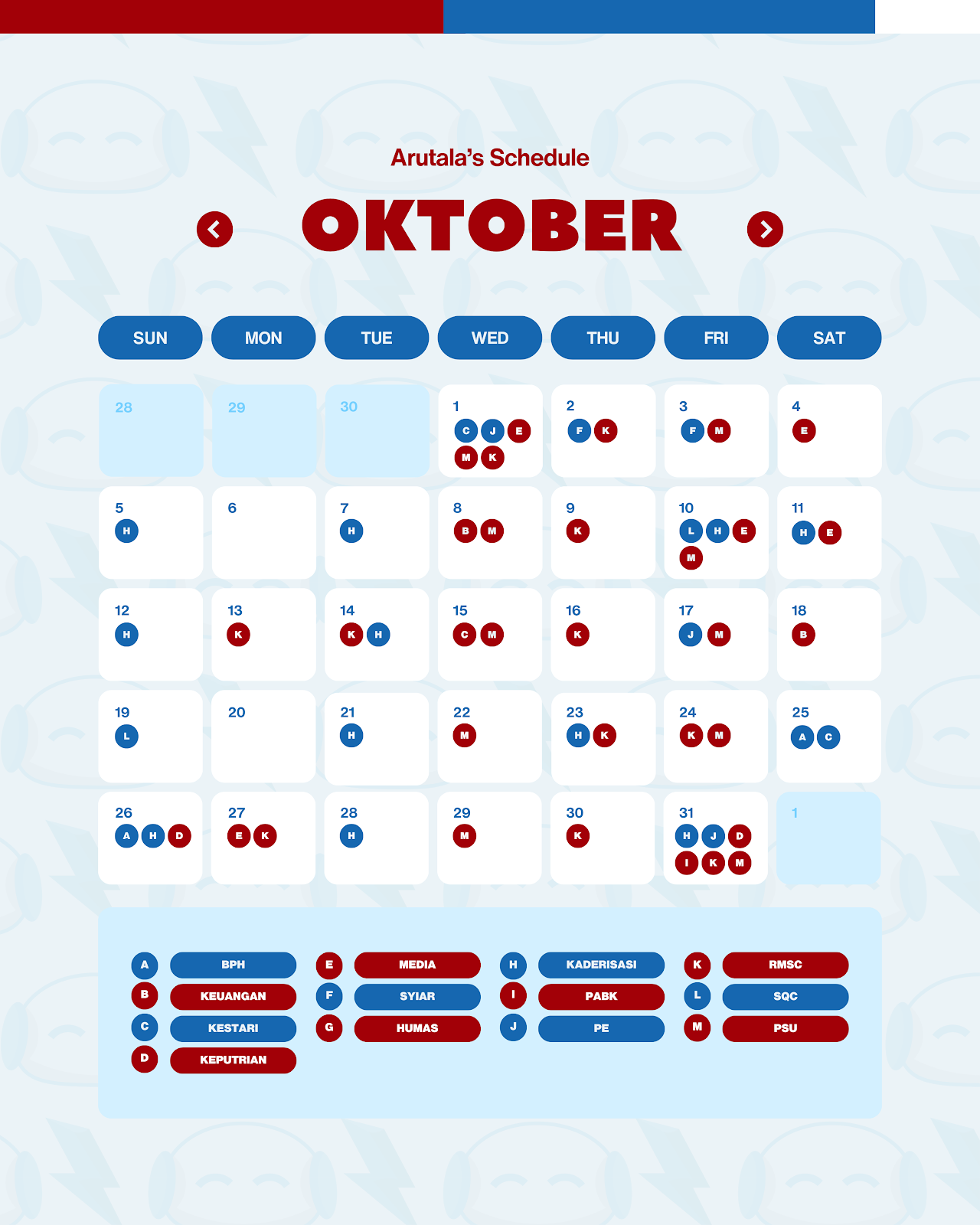 Arutala’s Schedule