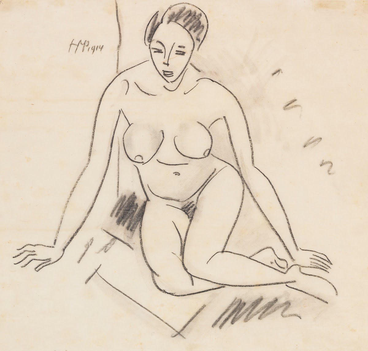 Seated female nude 1914