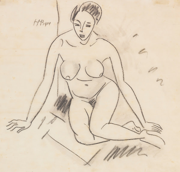 Seated female nude 1914