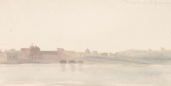Gezicht op Golf van Napels vanaf kade bij kerk Santa Maria del Carmine 1778