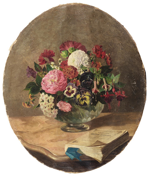 Still Life with a Bouquet of Spring Flowers and a Book 1878
