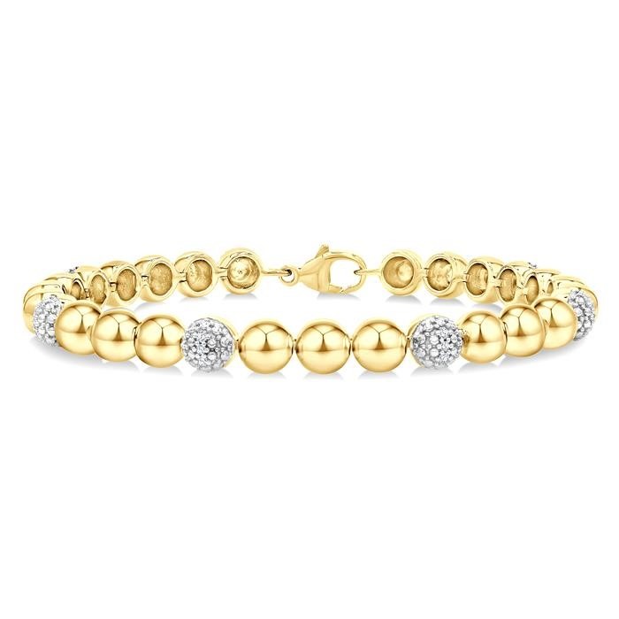 Gold Vermeil Bold Bead Diamond Fashion Bracelet 89097DHSSSLTB-0.20GV