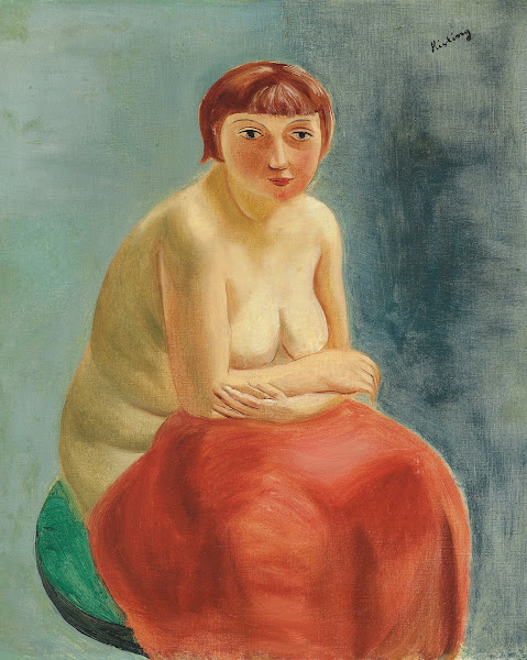 Nu assis à la draperie rouge 1920