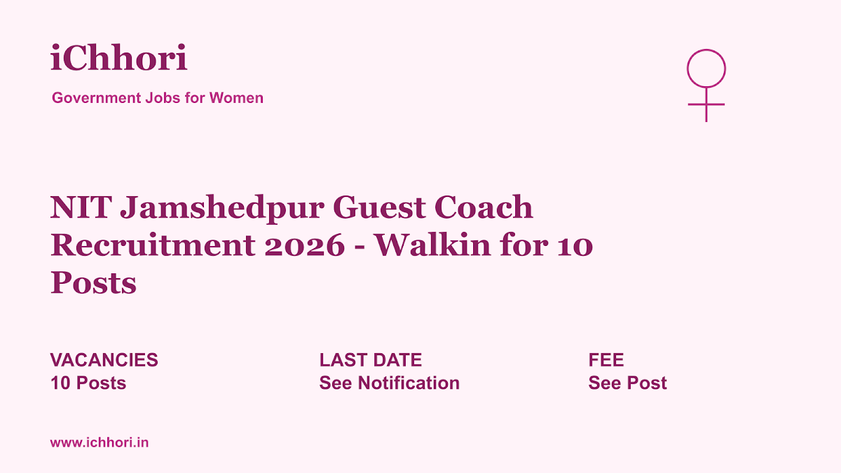 NIT Jamshedpur Guest Coach Recruitment 2026 - Walkin for 10 Posts - iChhori