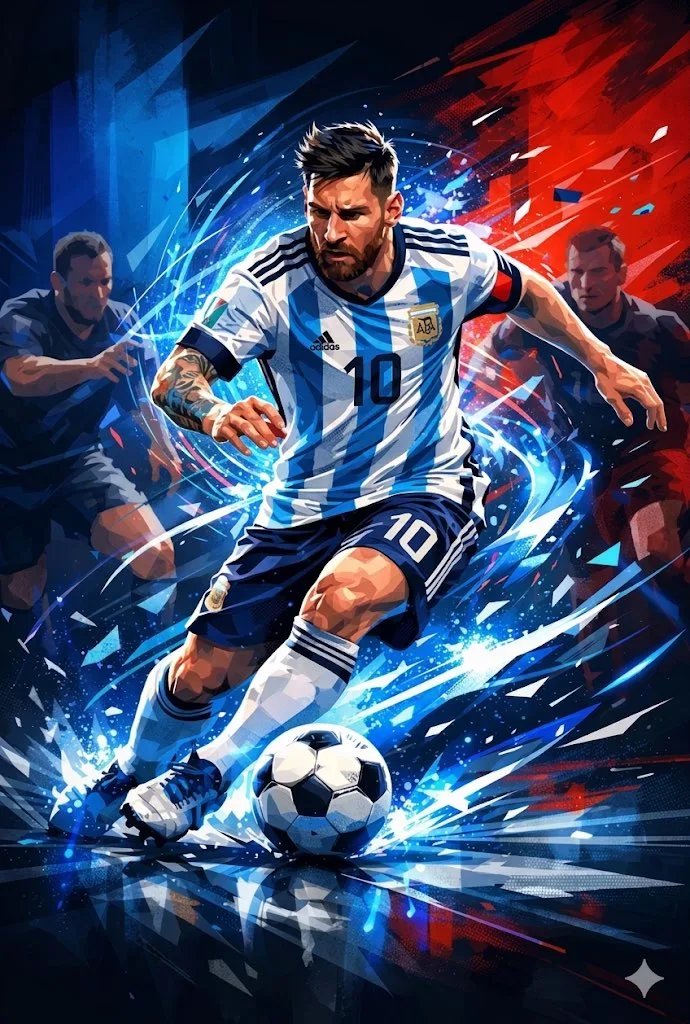 Arte digital de Messi: Vórtice de energía