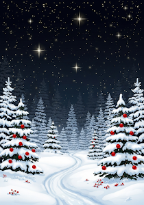 Enchanted Snowy Christmas Forest Night