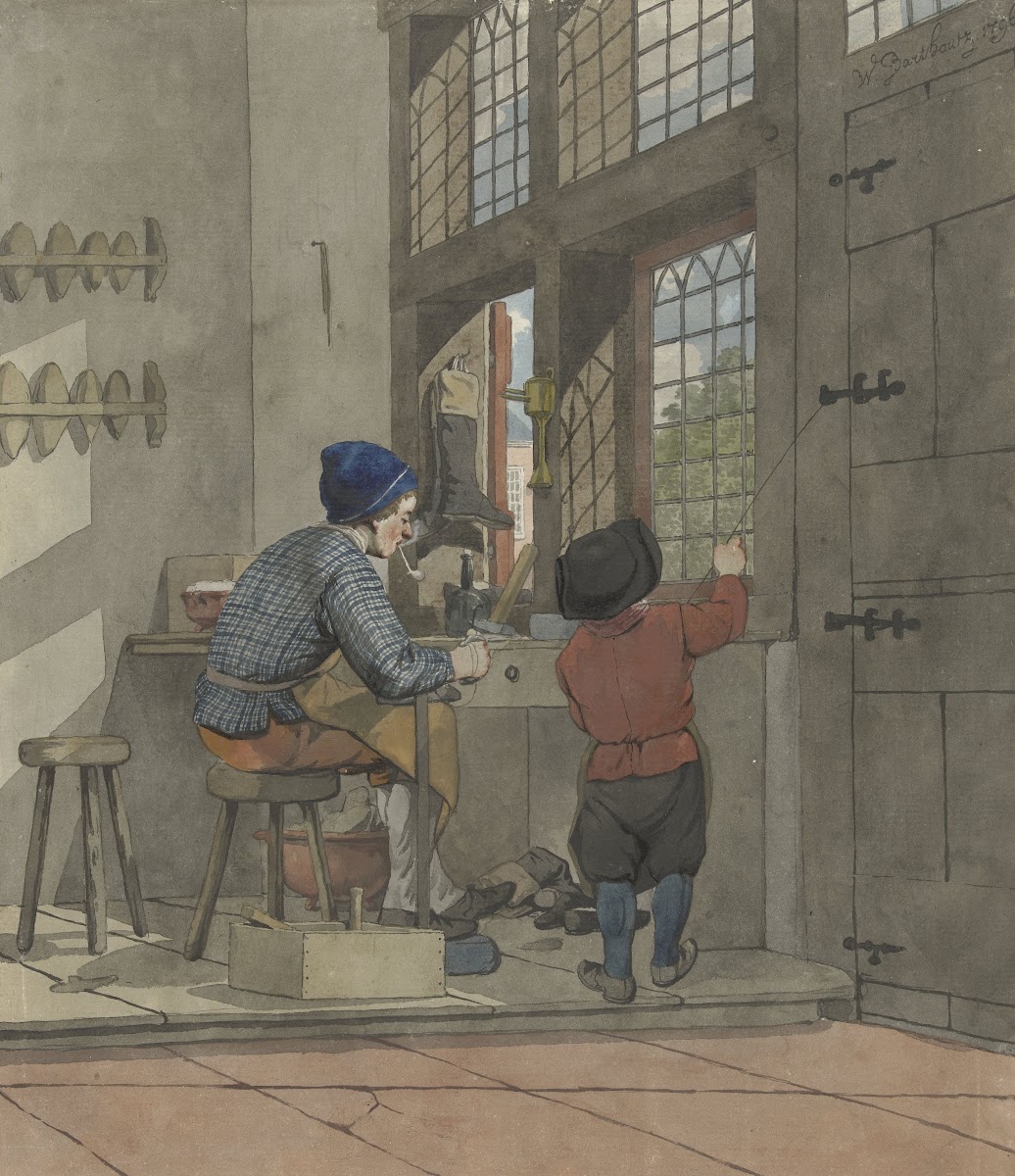 Schoenmaker in zijn werkplaats 1796