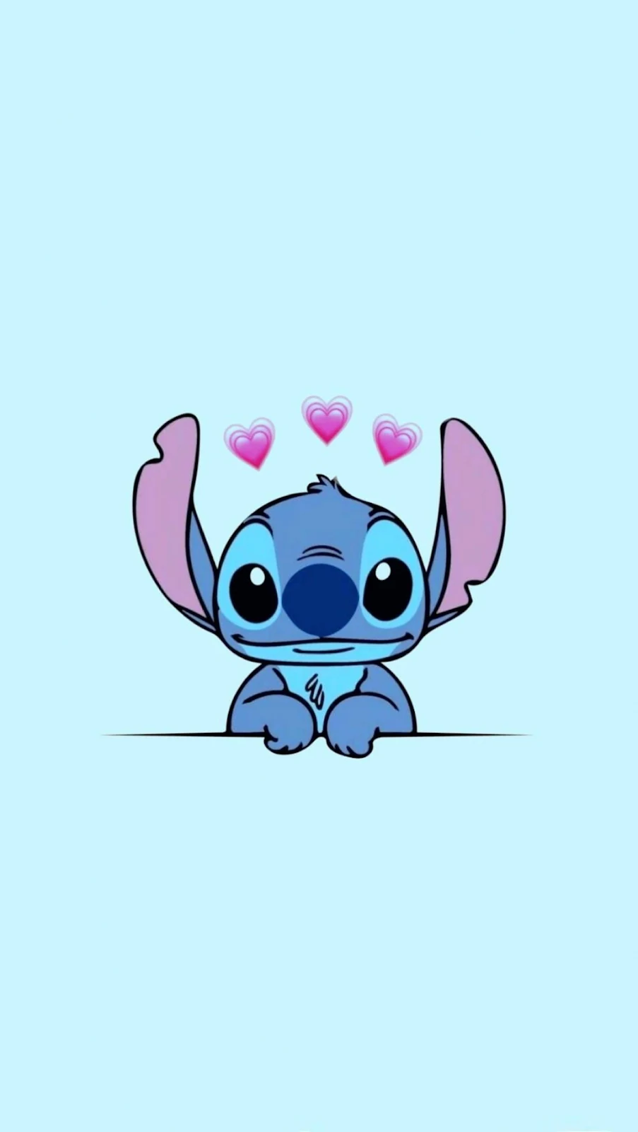 Cute Stitch with Pink Hearts - Digital Illustration Full HD iPhone Wallpaper (1200x2127)