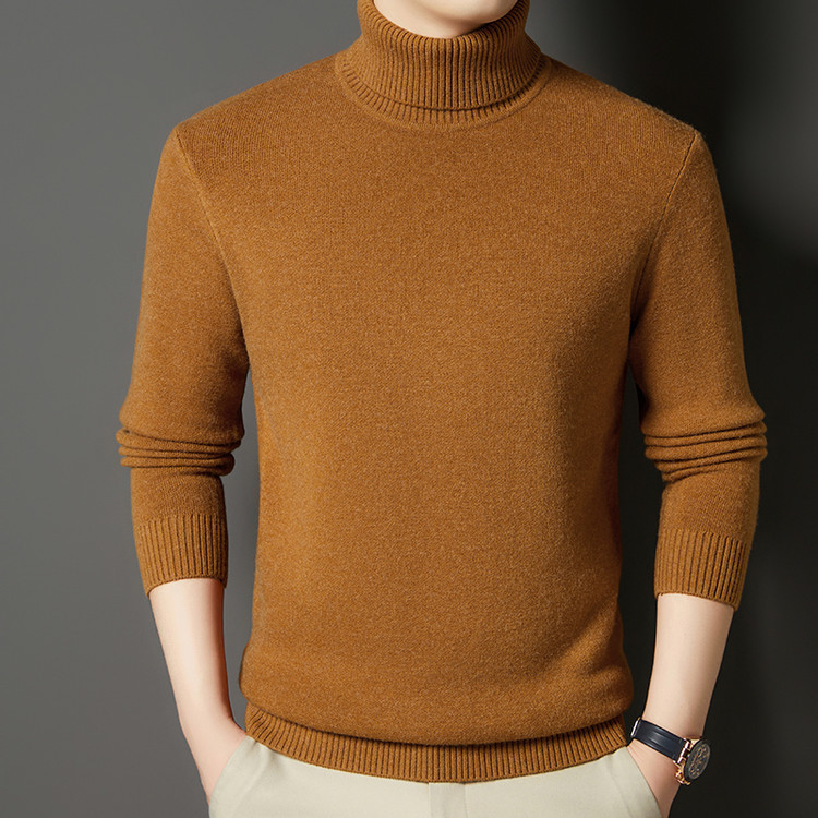 Men's turtleneck sweater with wool content, thick