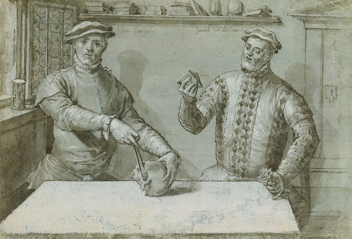 A Double Portrait Of Hans Furraht And Jacob Von Der Burch 1560