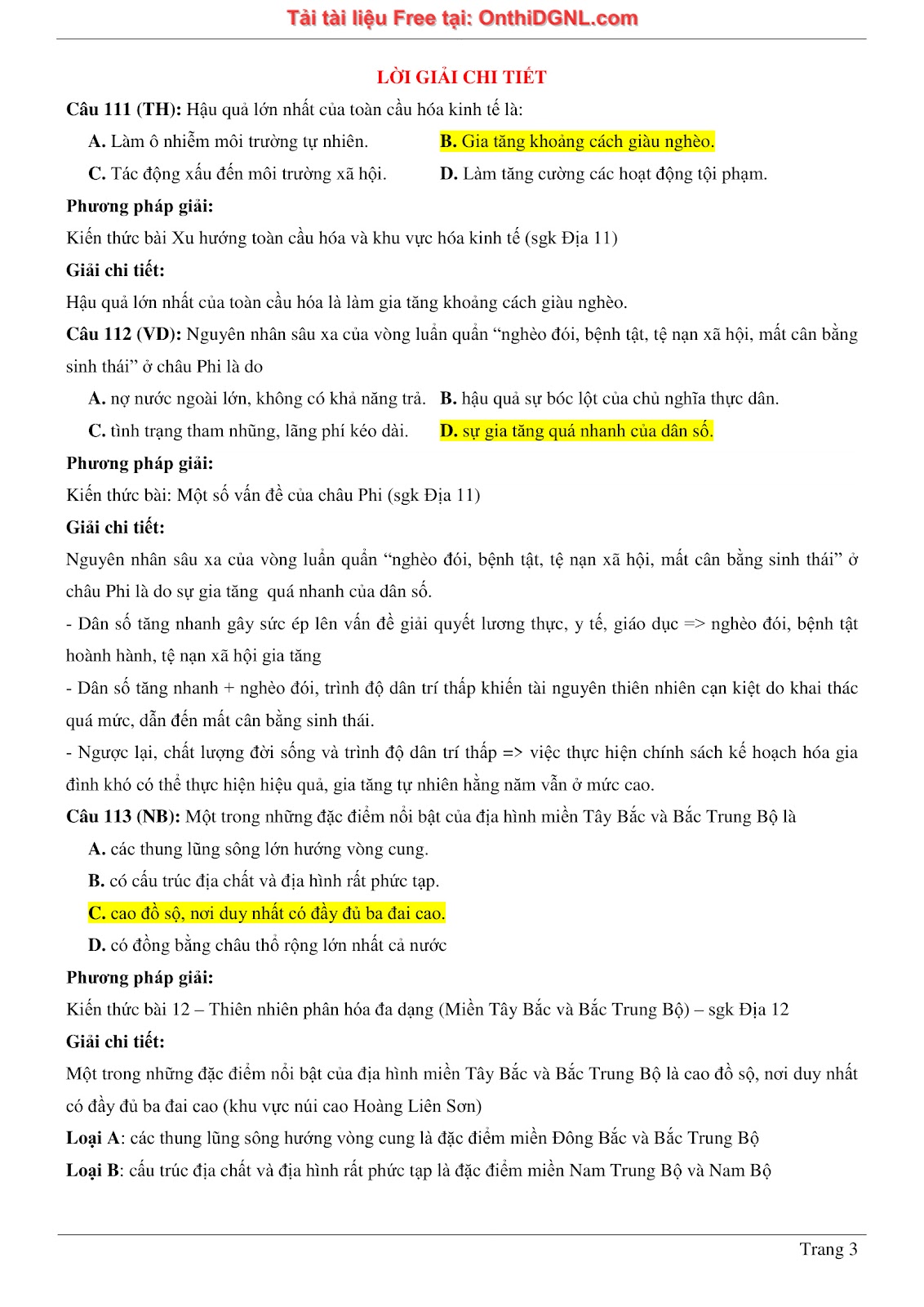 150bài tập môn Địa Lý - Ôn thi ĐGNL ĐHQG TP hà nội Phần 1