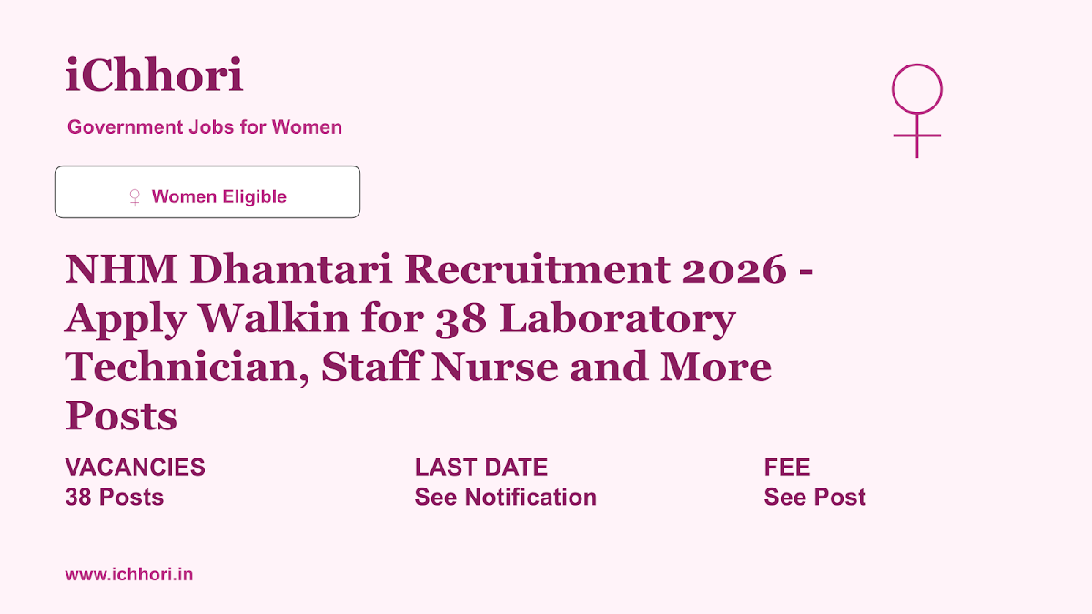 NHM Dhamtari Recruitment 2026 - Apply Walkin for 38 Laboratory Technician, Staff Nurse and More Posts - iChhori