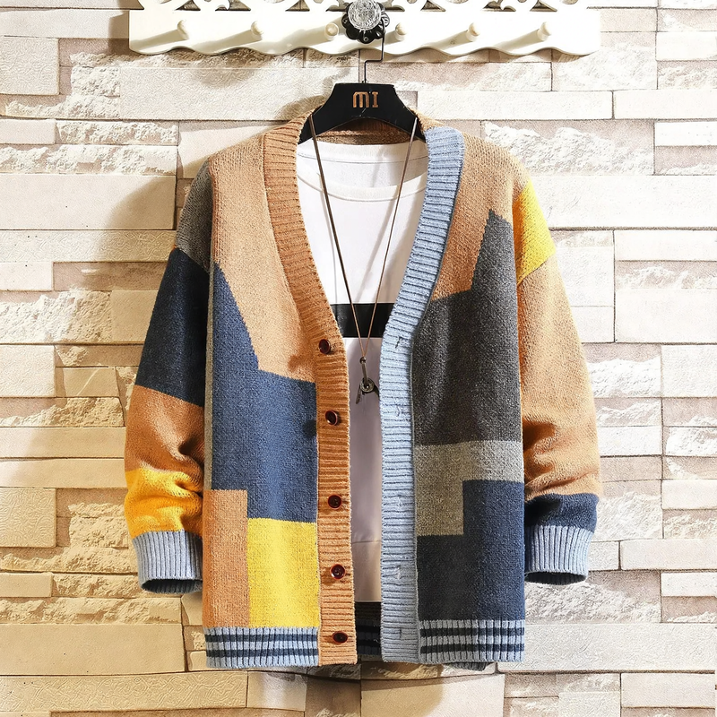 V-neck cardigan for men, loose fit
