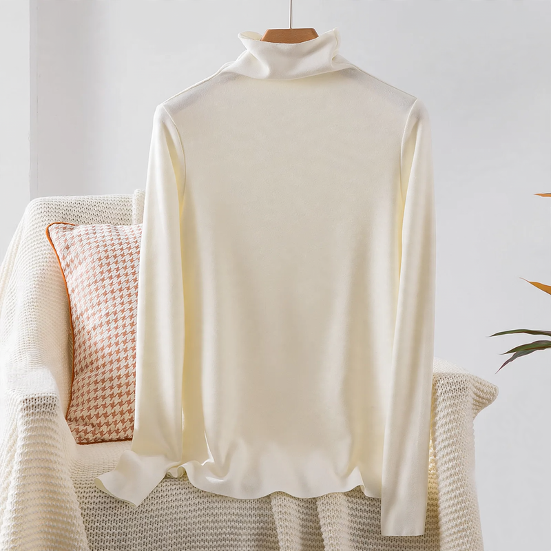 Damen-Rollkragenpullover aus Kaschmir-Seiden-Mix