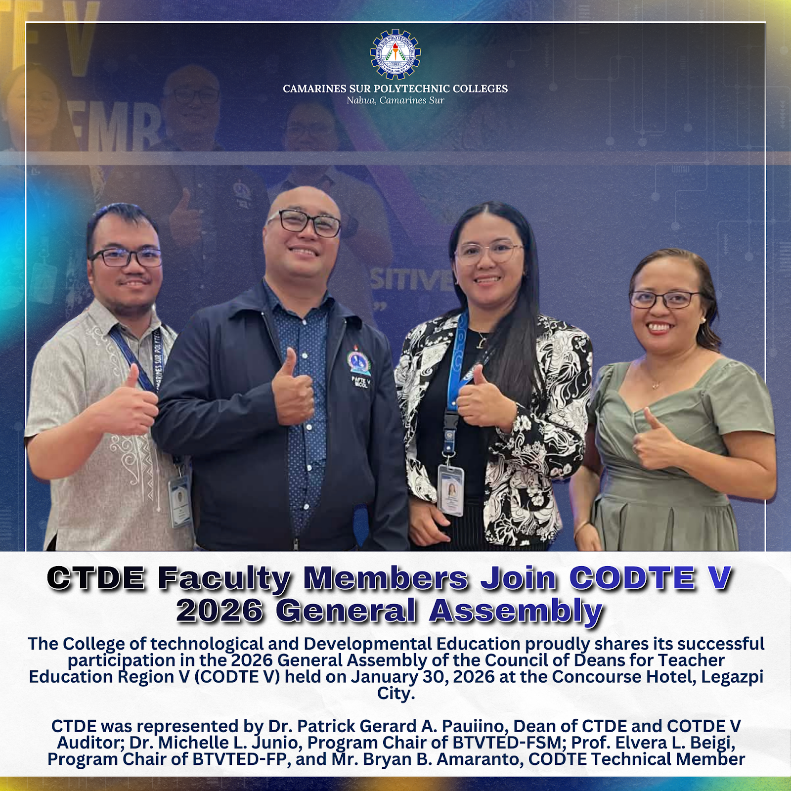 CTDE Faculty Members Join CODTE V 2026 General Assembly