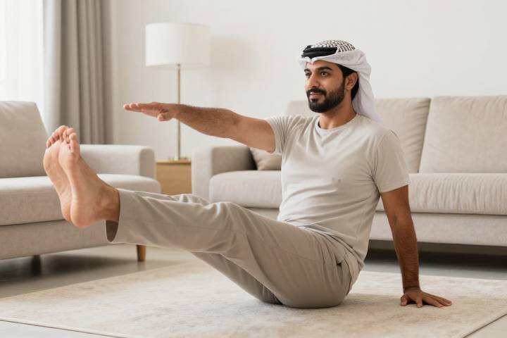 شخص يمارس تمارين الساقين الخفيفة لتحسين الدورة الدموية