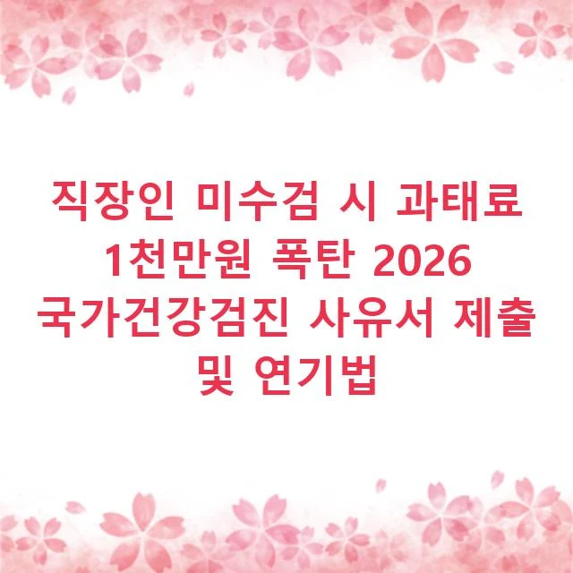 직장인 미수검 시 과태료 1천만원 폭탄 2026 국가건강검진 사유서 제출 및 연기법