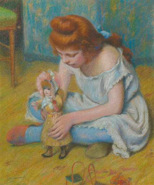 Enfant Jouant À La Poupée Young Girl Playing WithA Doll