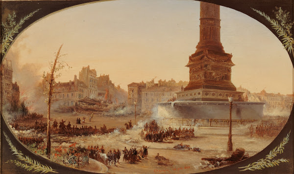 La Place de la Bastille et la Barricade de lentrée du faubourg Saint Antoine le
