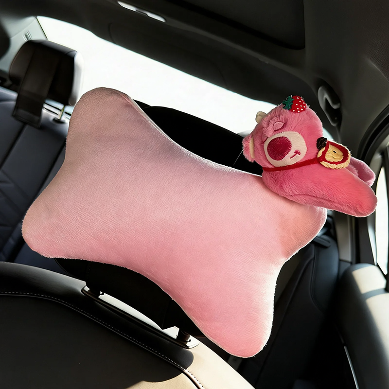Car pillow with cartoon design, cotton