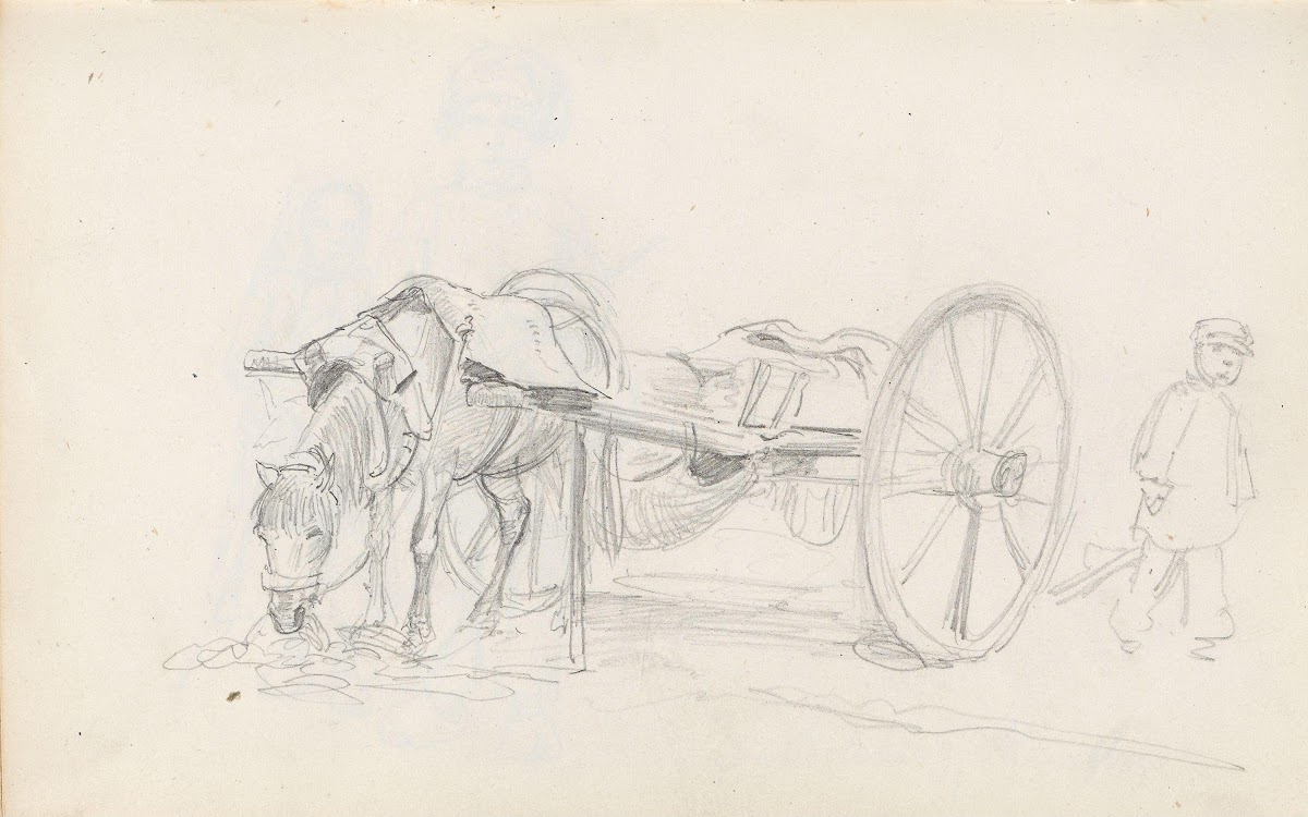 Boy by horse and cart Between 1844 and 1854
