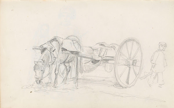 Boy by horse and cart Between 1844 and 1854