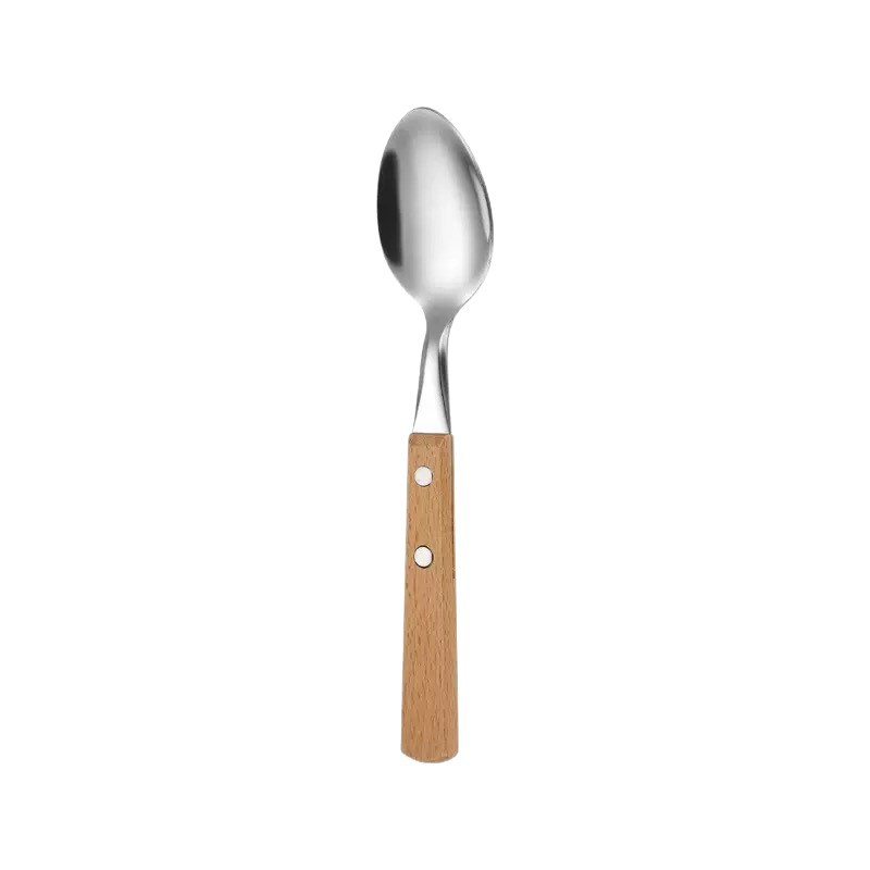 Besteckset 12-teilig, Edelstahl mit Holzgriff
