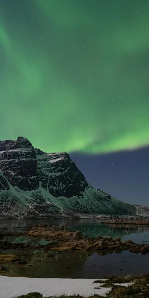 Northern Lights, Aurora Borealis, Lofoten, Norway Full HD iPhone Wallpaper Background