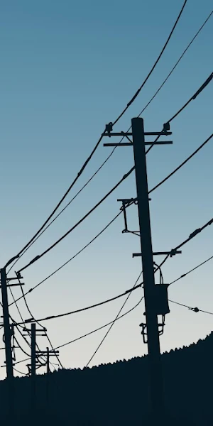 Utility Poles At Twilight 4K Wallpaper Background