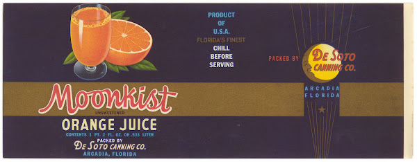 Moonkist Unsweetened Orange Juice Can Label 1930 1950