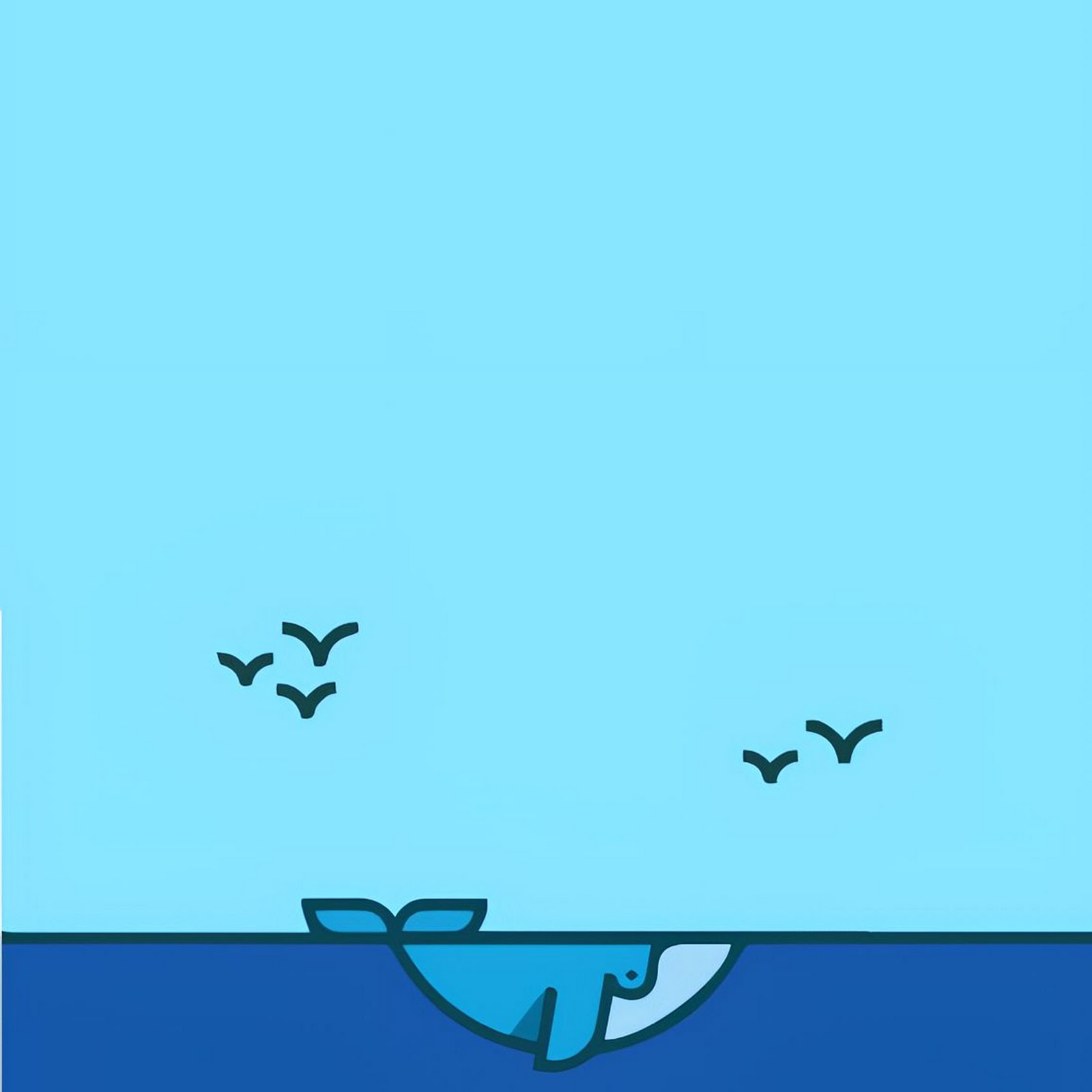 Download Minimalist Blue Whale in Ocean Full HD iPhone