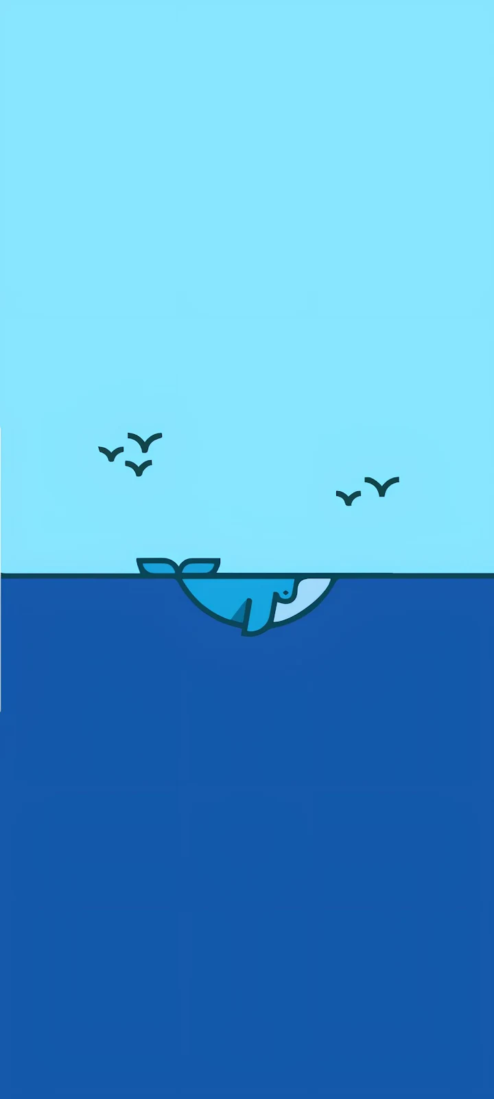 Minimalist Blue Whale in Ocean - Minimalist Digital Art Full HD iPhone Wallpaper (1152x2560)