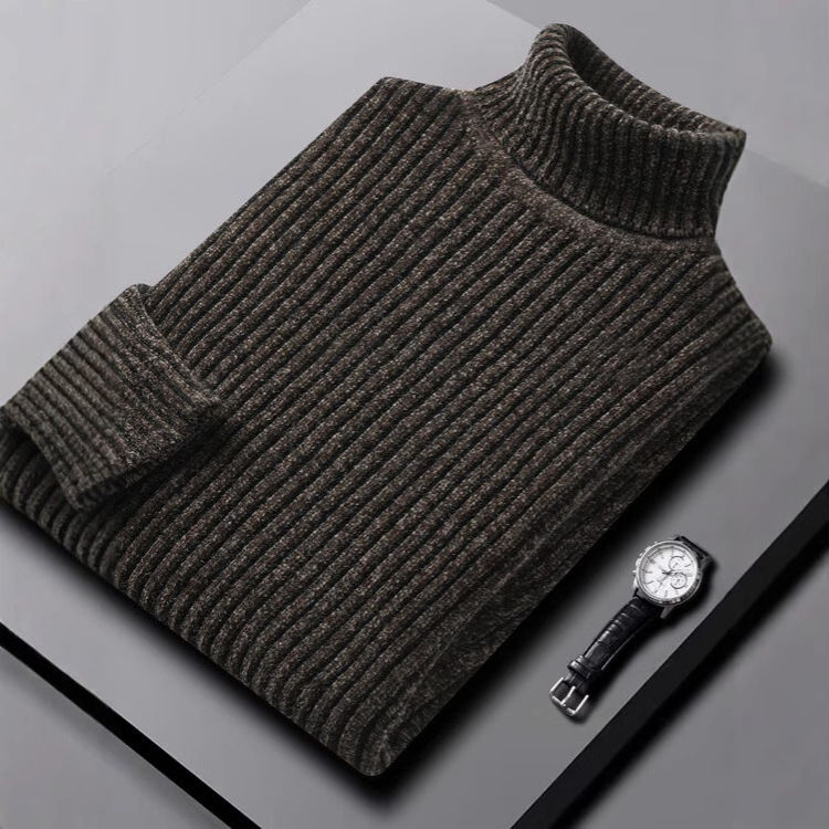 Men's Chenille Sweater with High Collar