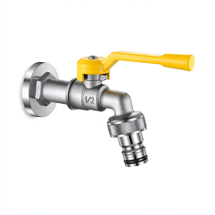 Outdoor faucet with double outlet, frost-resistant