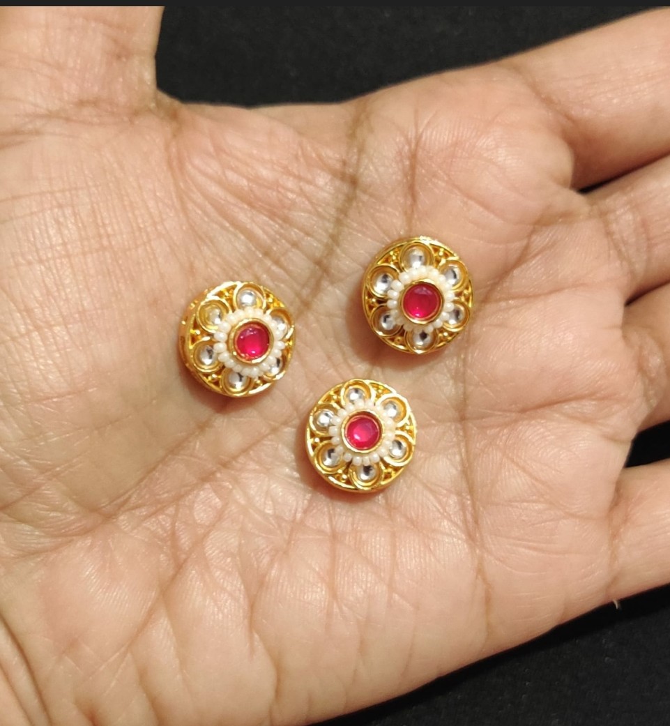 B15-Round White Pink Moti Pendant (Pack Of 3)