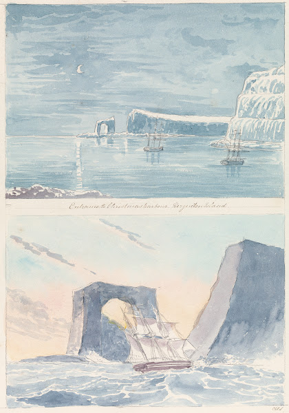 Entrance to Christmas Harbour Kerguelen Island and The Arched Rock Christmas Har