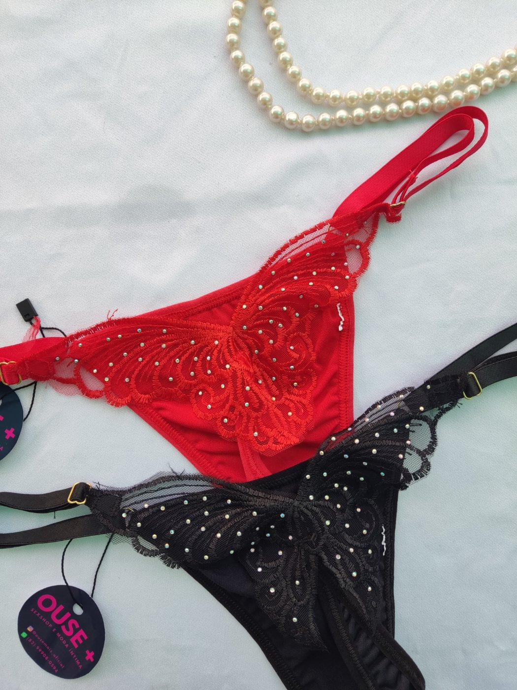 Calcinha Fio Borboleta com Strass
