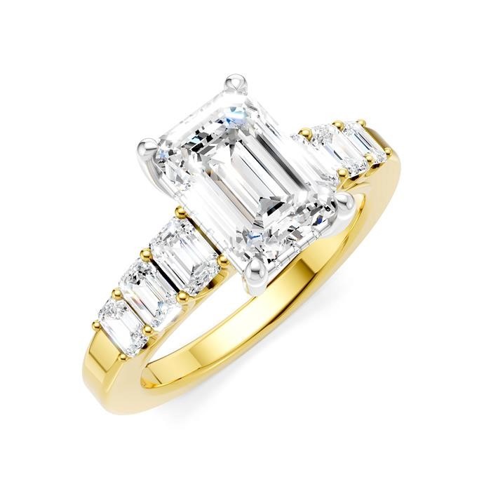Emerald Shape Semi-Mount Diamond Engagement Ring