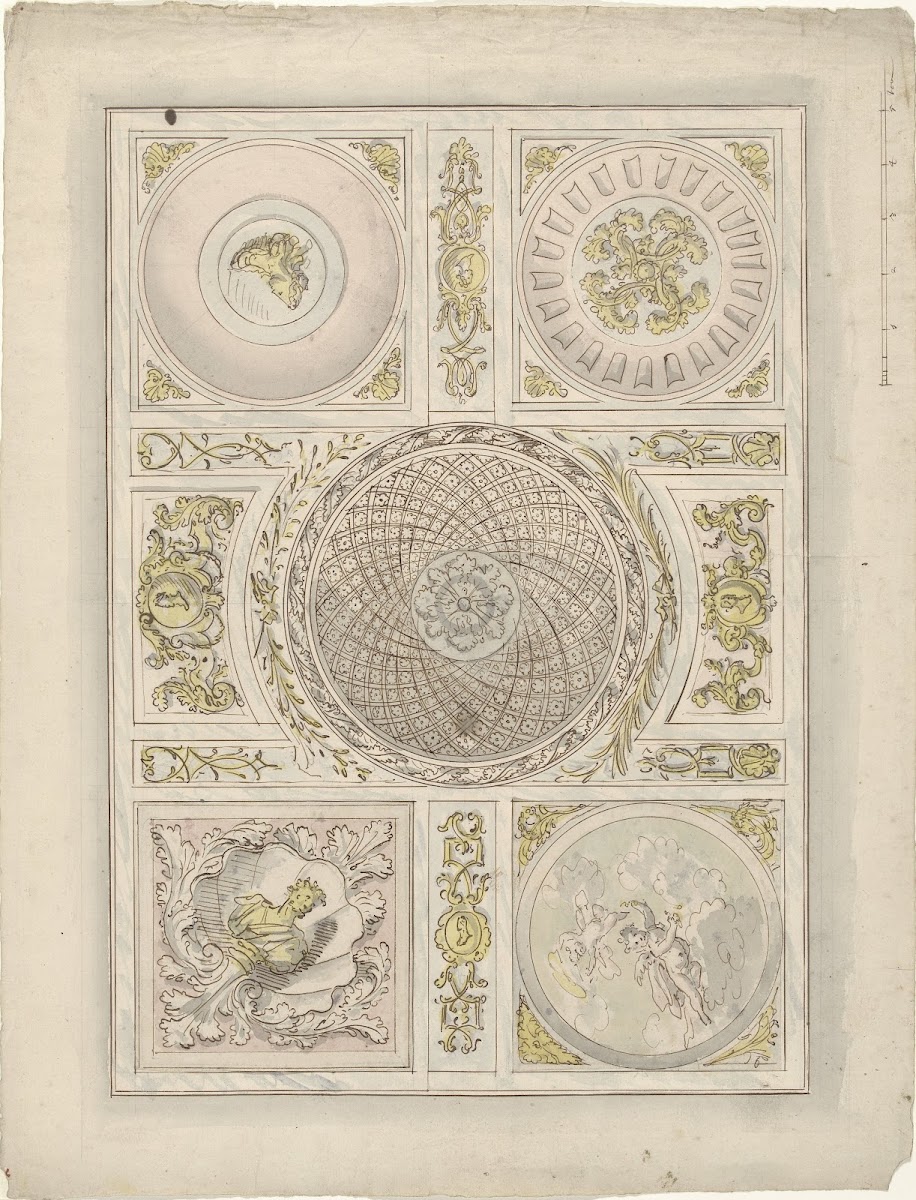 Ontwerp voor een plafondschildering ornamentale vlakvulling 1677   1755