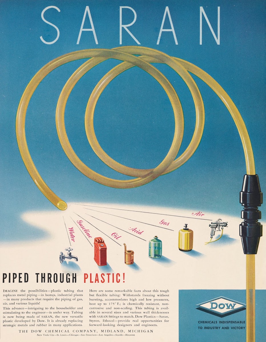 Saran Piped Through Plastic 1942