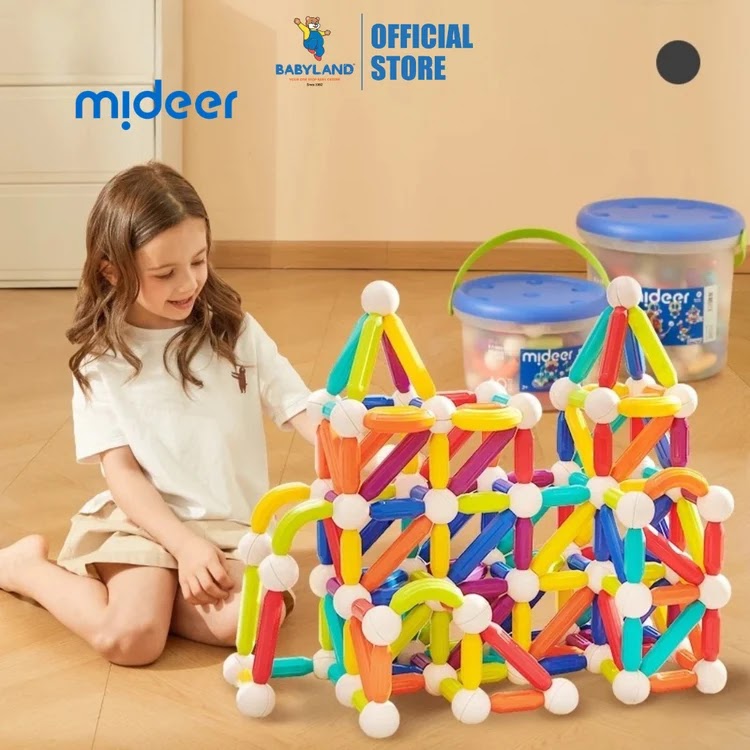mideer Rainbow Magnetic Building Sticks - 60pcs