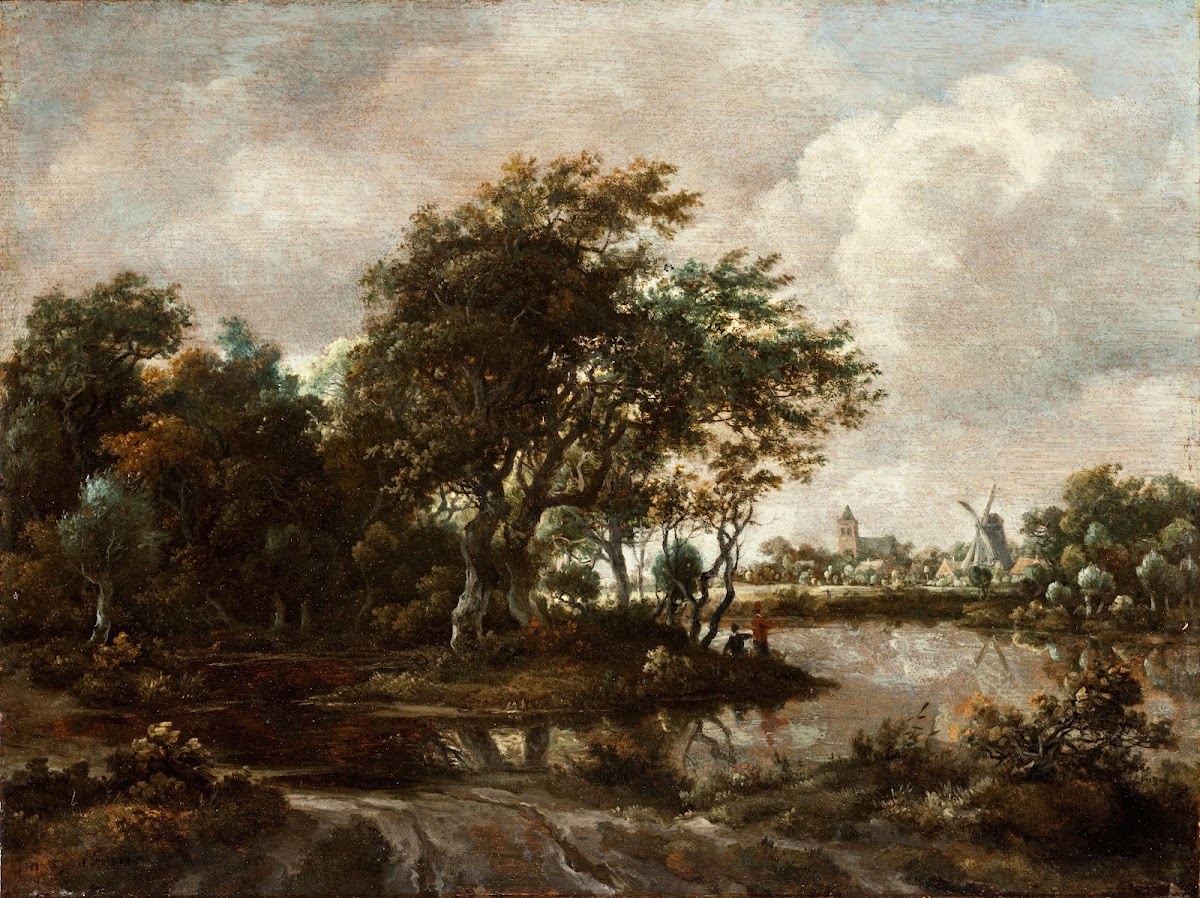 Landscape with Anglers and a Distant Town circa 1664 1665