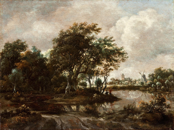 Landscape with Anglers and a Distant Town circa 1664 1665